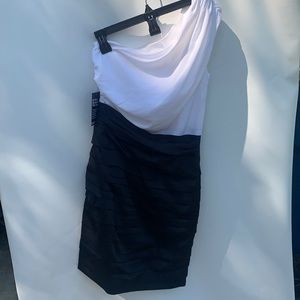 Black and White, One Shoulder Dress
